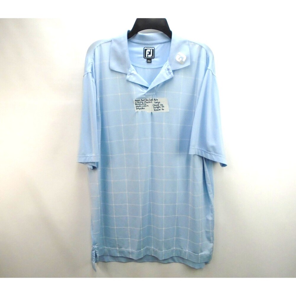 Footjoy Golf Polo Shirt Mens L Blue Micro Stripe Short Sleeve Golfer Greystone